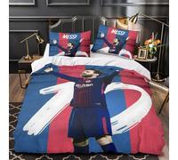 ZZBNECAKE Messi 3D Print Football Duvet Cover Comforter Covers for Boys Girls Quilt Cover Bedding Set with Zipper Closure with Pillow Cases Soft Microfiber 2 Pieces Single（140x200cm）
