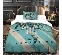 ZZBNECAKE Messi 3D Print Football Duvet Cover Comforter Covers for Boys Girls Quilt Cover Bedding Set with Zipper Closure with Pillow Cases Soft Microfiber 2 Pieces Single（135x200cm）