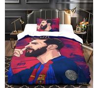 ZZBNECAKE Messi 3D Print Football Duvet Cover Comforter Covers for Boys Girls Quilt Cover Bedding Set with Zipper Closure with Pillow Cases Soft Microfiber 2 Pieces Single（135x200cm）