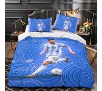 ZZBNECAKE Messi 3D Print Football Duvet Cover Comforter Covers for Boys Girls Quilt Cover Bedding Set with Zipper Closure with Pillow Cases Soft Microfiber 2 Pieces Single（140x200cm）