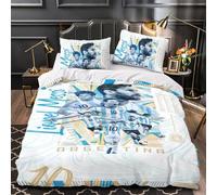 ZZBNECAKE Messi 3D Print Football Duvet Cover Comforter Covers for Boys Girls Quilt Cover Bedding Set with Zipper Closure with Pillow Cases Soft Microfiber 2 Pieces Single(140x200cm)