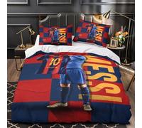 ZZBNECAKE Messi Messi 3D Print Football Duvet Cover Comforter Covers for Boys Girls Quilt Cover Bedding Set with Zipper Closure with Pillow Cases Soft Microfiber 2 Pieces Single（140x200cm）
