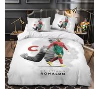 ZZBNECAKE Ronaldo 3D Print Football Duvet Cover Comforter Covers for Boys Girls Quilt Cover Bedding Set with Zipper Closure with Pillow Cases Soft Microfiber 2 Pieces Single(140x200cm)