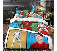 ZZBNECAKE Ronaldo 3D Print Football for Teens And Adults Quilt Cover Duvet Cover Comforter Covers Bedding Set with Zipper Closure Soft Microfiber with Pillow Cases 3 Pieces King（220x240cm）