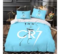 ZZBNECAKE Ronaldo 3D Print Football Quilt Cover Comforter Covers Duvet Cover for Teens And Adults Bedding Set with Pillow Cases with Zipper Closure Soft Microfiber 3 Pieces King(220x240cm)