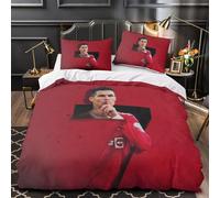 ZZBNECAKE Ronaldo 3D Print Football Quilt Cover Duvet Cover Comforter Covers for Boys Girls Soft Microfiber Bedding Set with Pillow Cases with Zipper Closure 3 Pieces Double（200x200cm）