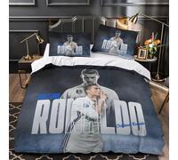 ZZBNECAKE Ronaldo 3D Printed Football Duvet Cover Comforter Covers for Boys Girls Quilt Cover with Zipper Closure with Pillow Cases Soft Microfiber Bedding Set 3 Pieces Double(200x200cm)