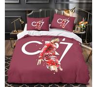 ZZBNECAKE Ronaldo Duvet Cover Quilt Cover Comforter Covers for Teens And Adults 3D Print Football with Pillow Cases Bedding Set with Zipper Closure Soft Microfiber 3 Pieces Double(200x200cm)