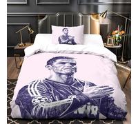 ZZBNECAKE Ronaldo for Boys Girls Comforter Covers 3D Print Football Quilt Cover Duvet Cover with Pillow Cases Soft Microfiber Bedding Set with Zipper Closure 2 Pieces Single（135x200cm）