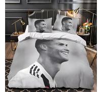 ZZBNECAKE Ronaldo for Boys Girls Quilt Cover Comforter Covers Duvet Cover 3D Print Football with Pillow Cases Soft Microfiber Bedding Set with Zipper Closure 3 Pieces Double（200x200cm）