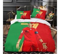 ZZBNECAKE Ronaldo for Boys Girls Quilt Cover Duvet Cover 3D Printed Football Comforter Covers Soft Microfiber Bedding Set with Pillow Cases with Zipper Closure 3 Pieces King(220x240cm)