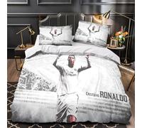 ZZBNECAKE Ronaldo Quilt Cover Duvet Cover Comforter Covers 3D Print Football for Teens And Adults with Zipper Closure Soft Microfiber with Pillow Cases Bedding Set 3 Pieces Super King（260x220cm）