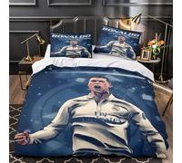 ZZBNECAKE Ronaldo Quilt Cover Duvet Cover for Boys Girls Comforter Covers 3D Printed Football Soft Microfiber Bedding Set with Pillow Cases with Zipper Closure 3 Pieces Double（200x200cm）