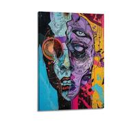 ZZBXSJ Minimalist Abstract Canvas Wall Art Prints Picture - Pop Art Human Face Poster with Vibrant Colors And Edgy Design Room Decor Artwork Posters 20x30inch(50x75cm)