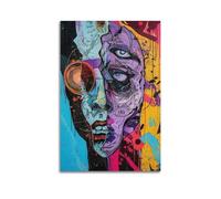ZZBXSJ Minimalist Abstract Canvas Wall Art Prints Picture - Pop Art Human Face Poster with Vibrant Colors And Edgy Design Room Decor Artwork Posters 20x30inch(50x75cm)