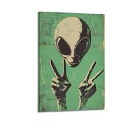 ZZBXSJ Minimalist Abstract Canvas Wall Art Prints Picture - Retro Alien Poster with Peace Sign Gesture Room Decor Artwork Posters 20x30inch(50x75cm)