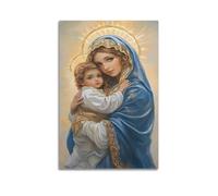 ZZBXSJ Minimalist Abstract Canvas Wall Art Prints Picture - Spiritual Virgin Mary Poster with Divine Halo And Embrace Room Decor Artwork Posters 20x30inch(50x75cm)