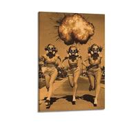 ZZBXSJ Minimalist Abstract Canvas Wall Art Prints Picture - Surrealism Nuclear Blast Escape Poster with Gas - Masked Women Room Decor Artwork Posters 24x36inch(60x90cm)