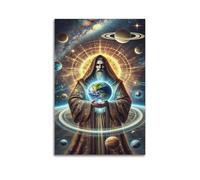 ZZBXSJ Minimalist Abstract Canvas Wall Art Prints Picture - Surrealism Space Poster with Mysterious Figure Holding Earth Room Decor Artwork Posters 16x24inch(40x60cm)
