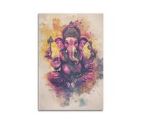 ZZBXSJ Minimalist Abstract Canvas Wall Art Prints Picture - Watercolor Hindu Deity Poster, Elephant - Headed God Figure Room Decor Artwork Posters 24x36inch(60x90cm)