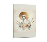 ZZBXSJ Minimalist Abstract Canvas Wall Art Prints Picture - Watercolor Sacred Virgin Mary Poster with Floral Elements for Devotees Room Decor Artwork Posters 12x18inch(30x45cm)
