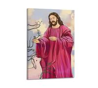 ZZBXSJ Modern Family Posters Wall Decor Artwork - Catholic Jesus With Lamb And Thorn Like Branch Portrait Canvas Art Prints Pictures 20x30inch(50x75cm) Frame-style