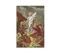 ZZBXSJ Modern Family Posters Wall Decor Artwork - Christian Jesus Calming The Storm at Sea Portrait Canvas Art Prints Pictures 16x24inch(40x60cm) Unframe-style