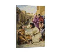 ZZBXSJ Modern Family Posters Wall Decor Artwork - Christian Jesus Healing The Blind Man in Street Portrait Canvas Art Prints Pictures 08x12inch(20x30cm) Frame-style