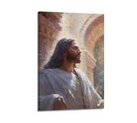 ZZBXSJ Modern Family Posters Wall Decor Artwork - Christian Jesus In Arched Structure Radiant Portrait Canvas Art Prints Pictures 16x24inch(40x60cm) Frame-style