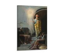 ZZBXSJ Poster Frame Canvas Wall Art Prints for Living Room Decor - Catholic Posters Angel Appearing to An Elderly Figure with Guards 12x18inch(30x45cm) Picture Frame Artwork