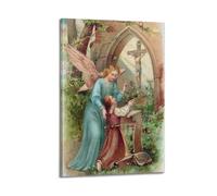 ZZBXSJ Poster Frame Canvas Wall Art Prints for Living Room Decor - Christianity Art Poster Angel Guiding A Child in A Sacred Scene 08x12inch(20x30cm) Picture Frame Artwork