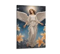 ZZBXSJ Poster Frame Canvas Wall Art Prints for Living Room Decor - Christianity Art Poster Celestial White Robed Angel 12x18inch(30x45cm) Picture Frame Artwork