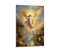 ZZBXSJ Poster Frame Canvas Wall Art Prints for Living Room Decor - Christianity Art Poster Majestic Angel Descending with Followers 08x12inch(20x30cm) Picture Frame Artwork