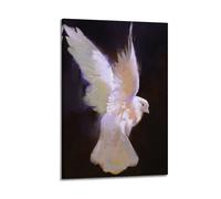 ZZBXSJ Poster Frame Canvas Wall Art Prints for Living Room Decor - Religious Posters Abstract White Dove in Dark Background Poster 24x36inch(60x90cm) Picture Frame Artwork