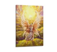 ZZBXSJ Poster Frame Canvas Wall Art Prints for Living Room Decor - Religious Posters Guardian Angel with Sword in Radiant Landscape 08x12inch(20x30cm) Picture Frame Artwork