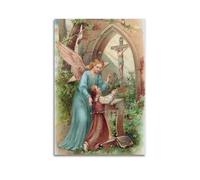 ZZBXSJ Poster Unframe Canvas Wall Art Prints for Living Room Decor - Christianity Art Poster Angel Guiding A Child in A Sacred Scene 16x24inch(40x60cm) Picture Unframe Artwork