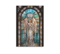 ZZBXSJ Poster Unframe Canvas Wall Art Prints for Living Room Decor - Christianity Art Poster Angel in A Stained Glass Window Style 12x18inch(30x45cm) Picture Unframe Artwork