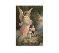 ZZBXSJ Poster Unframe Canvas Wall Art Prints for Living Room Decor - Christianity Art Poster Angel Protecting Children 12x18inch(30x45cm) Picture Unframe Artwork