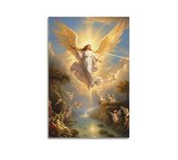 ZZBXSJ Poster Unframe Canvas Wall Art Prints for Living Room Decor - Christianity Art Poster Majestic Angel Descending with Followers 12x18inch(30x45cm) Picture Unframe Artwork