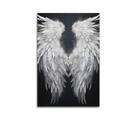 ZZBXSJ Poster Unframe Canvas Wall Art Prints for Living Room Decor - Religious Posters Large, White Feathered Wings Against A Dark Background 16x24inch(40x60cm) Picture Unframe Artwork