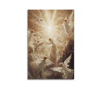 ZZBXSJ Poster Unframe Canvas Wall Art Prints for Living Room Decor - Religious Posters Multiple Angels Flying Towards A Radiant Light 20x30inch(50x75cm) Picture Unframe Artwork