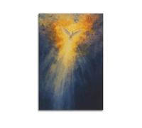 ZZBXSJ Poster Unframe Canvas Wall Art Prints for Living Room Decor - Religious Posters White Dove with Golden Rays Against Dark Blue Poster 16x24inch(40x60cm) Picture Unframe Artwork