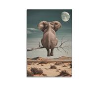 ZZBYMX Animal Poster An African Savanna Elephant on A Desert Tree Branch Poster Decorative Painting Canvas Wall Posters And Art Picture Print Modern Family Bedroom Decor Posters 12x18inch(30x45cm)