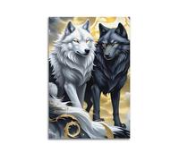 ZZBYMX Animal Poster Black And White Wolf in The Snow Poster Decorative Painting Canvas Wall Posters And Art Picture Print Modern Family Bedroom Decor Posters 08x12inch(20x30cm)