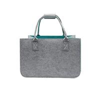 Zzcy Felt Shopping Bags Foldable Storage Bag Shopping Basket Felt Tote Bag Handle with Inner Pocket,Reusable Shopping bag for Toy Storage,40x25x25cm,30L,Grey&Green