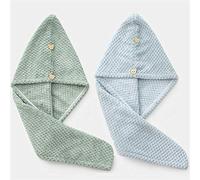 ZZDH Hair Towel 2 Pack Bamboo Charcoal Fiber Hair Drying Towel Hat Bath Shower Head Turban Wrap Absorbent Quick Dry Hair Towels Cap For Women (Color : A 2pcs)