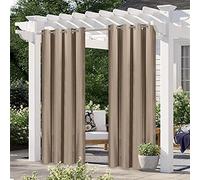 ZZDH Outdoor Curtains 2PCS Outdoor Pergola Curtain Blackout Patio Curtains Panel Waterproof Grommet Top Drapes Privacy Screen Garden Porch Gazebo (Color : Khaki curtain, Size : W134 x H210cm)