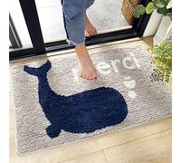 ZZDXL Bath Mat Whale Bathroom Mat Absorbent,Non Slip,Fluffy,Microfiber,Machine Washable Bathmat, Thick Bath Mats forBathroom, Kitchen, Doorway40×60cm