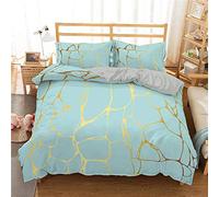 ZZDXL Single Duvet Cover Set Duck Egg Blue Marble Soft Bedding Set 3Pcs with Zipper Closure,Microfiber Easy Care Cozy Duvet Set Quilt Cover Sets(1 Duvet Cover +2 Pillowcases) 140x200cm