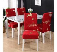 ZZDXW Chair Covers Rose Gold Christmas Deer Dining Chairs Covers Set of 6,Stretch Spandex With Elastic Band Chaircover, Removable Washable Chair Cover,Chair Protective Covers Dining Room